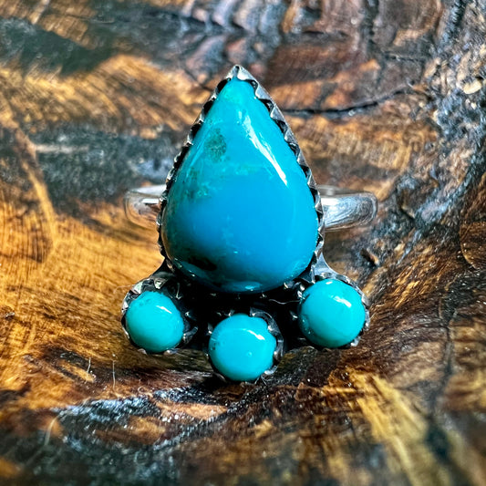 Kingman Turquoise Cluster Ring – Size 9