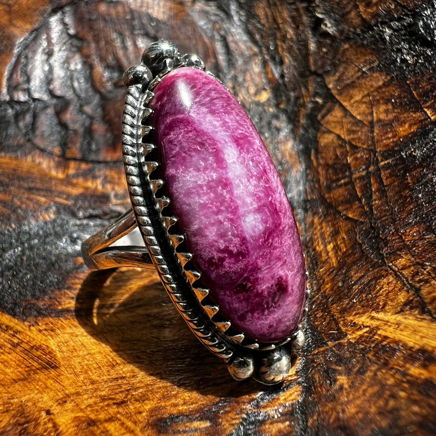 Purple Spiny Oyster Sterling Silver Statement Ring – Size 9