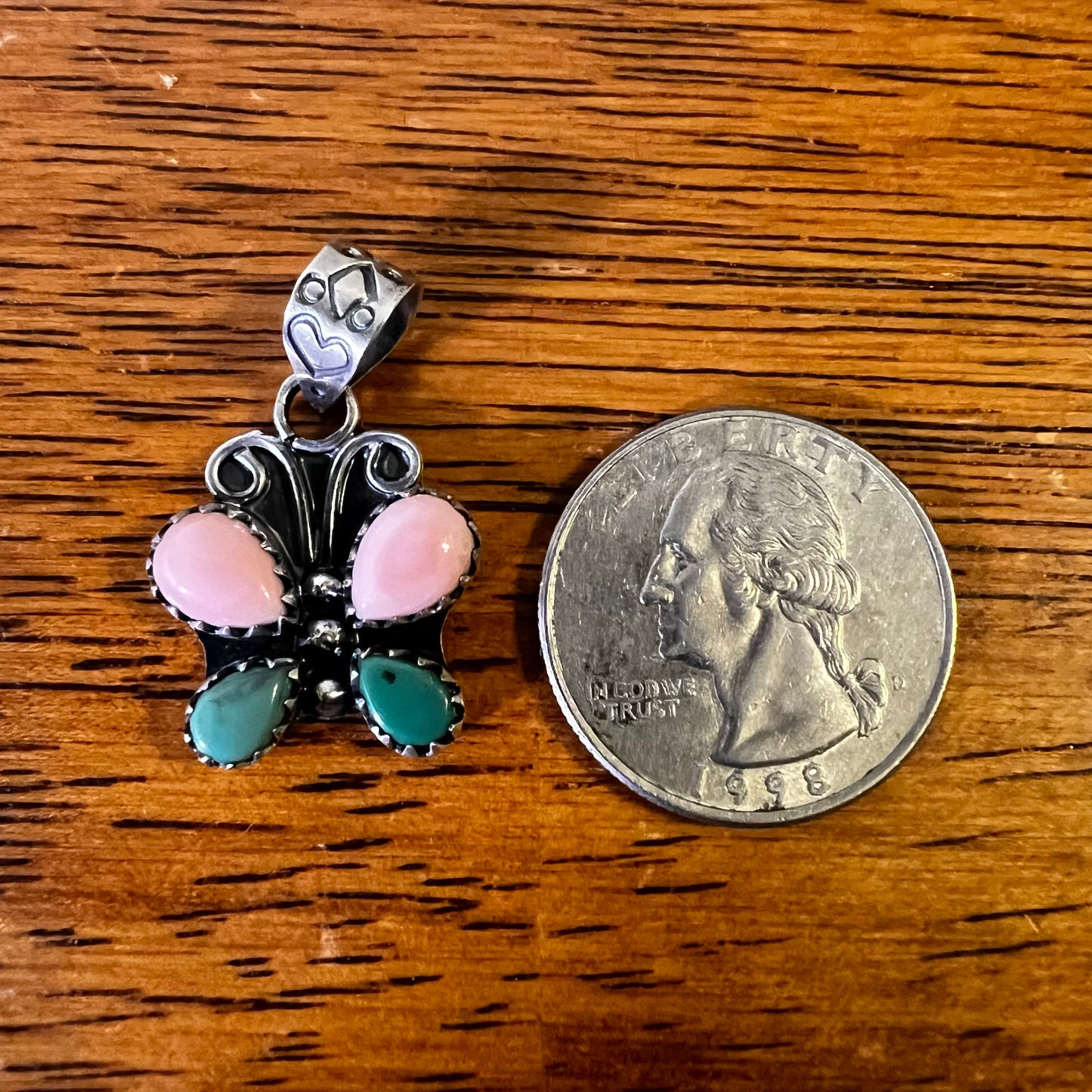 Sterling Silver Queen Conch & Turquoise Butterfly Pendant