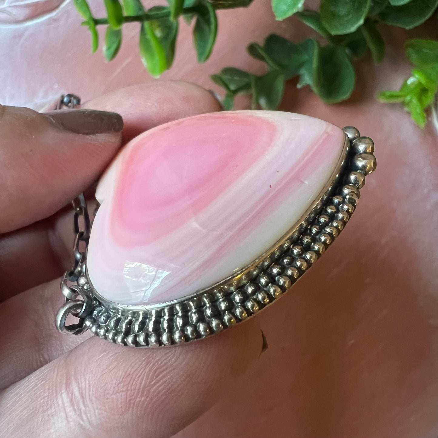 Queen Conch Shell Heart Statement Necklace in Sterling Silver