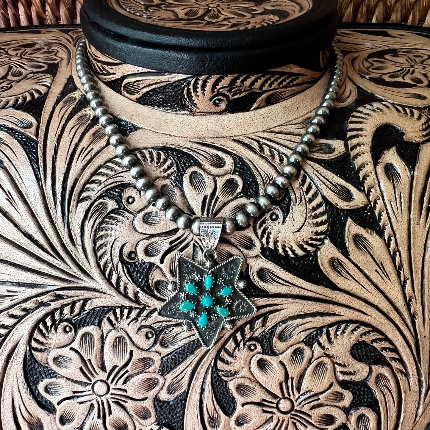 Kingman Turquoise Cluster Star Pendant – Sterling Silver