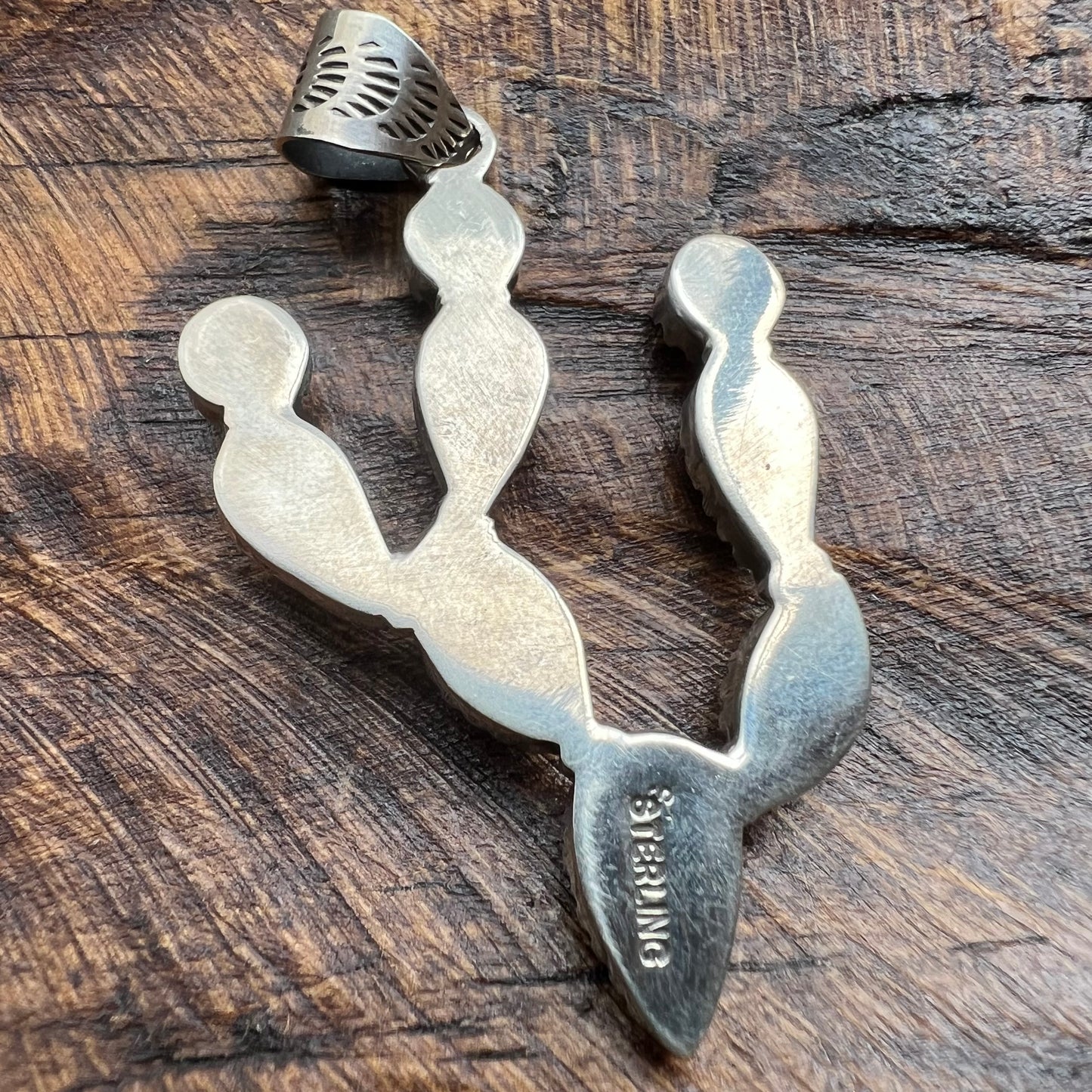 Kingman Turquoise & Queen Conch Cactus Pendant in Sterling Silver