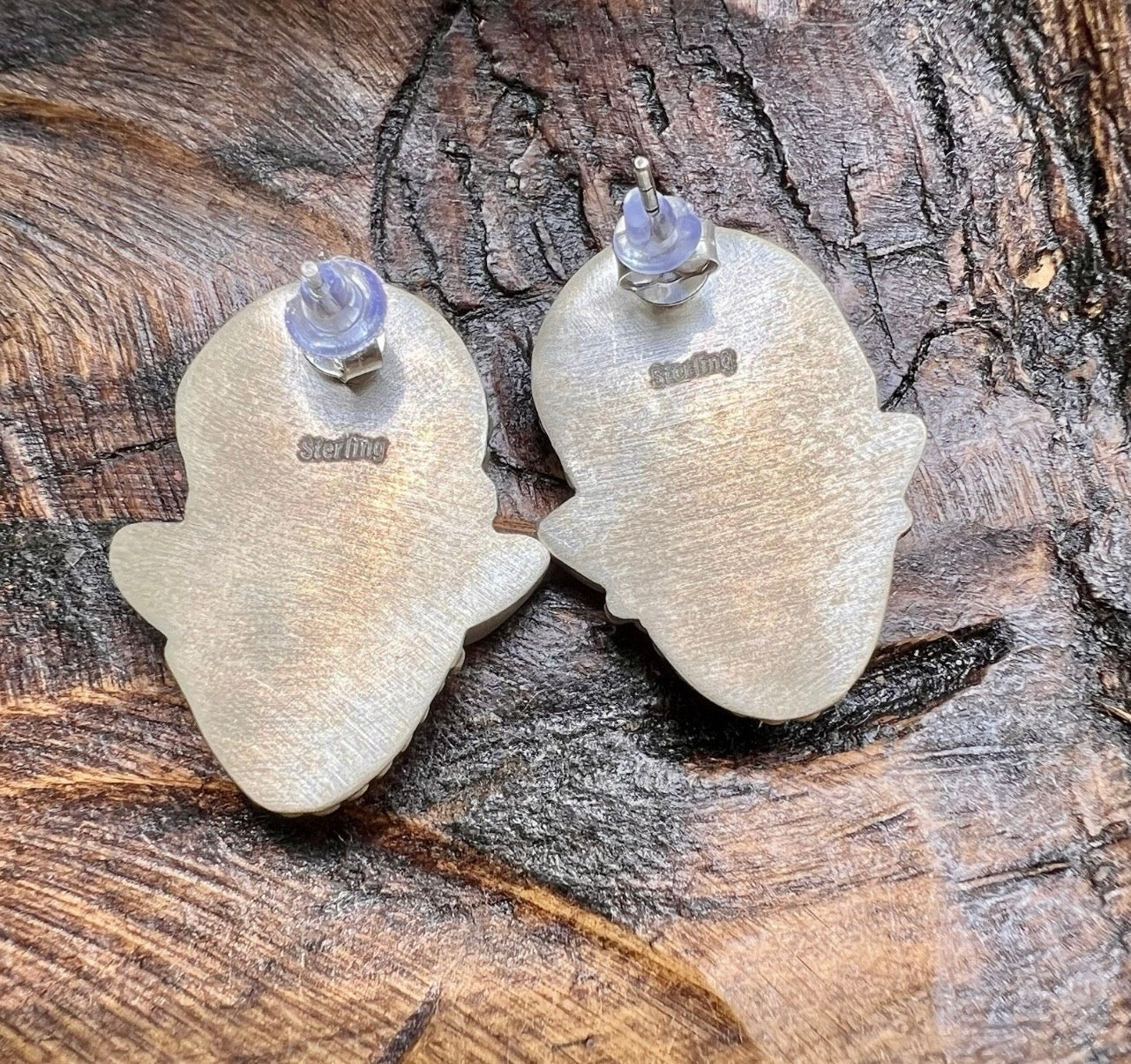925 Sterling Silver Turquoise Cow Head Earrings Large Western Statement