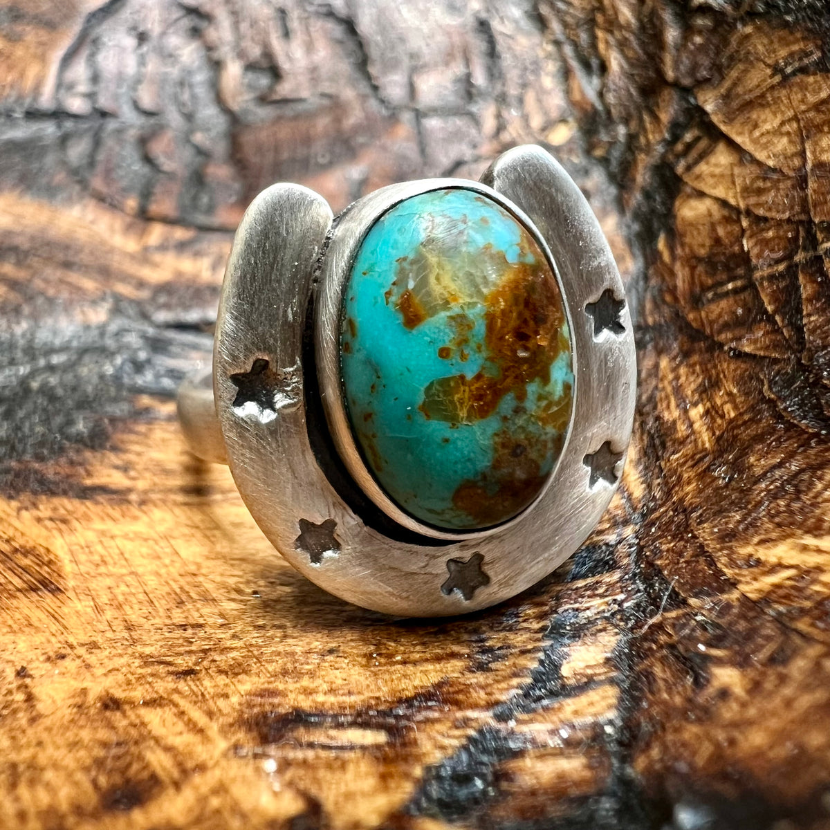 Sterling Silver Horseshoe Statement Ring – Turquoise, Spiny Oyster & Queen Conch Options