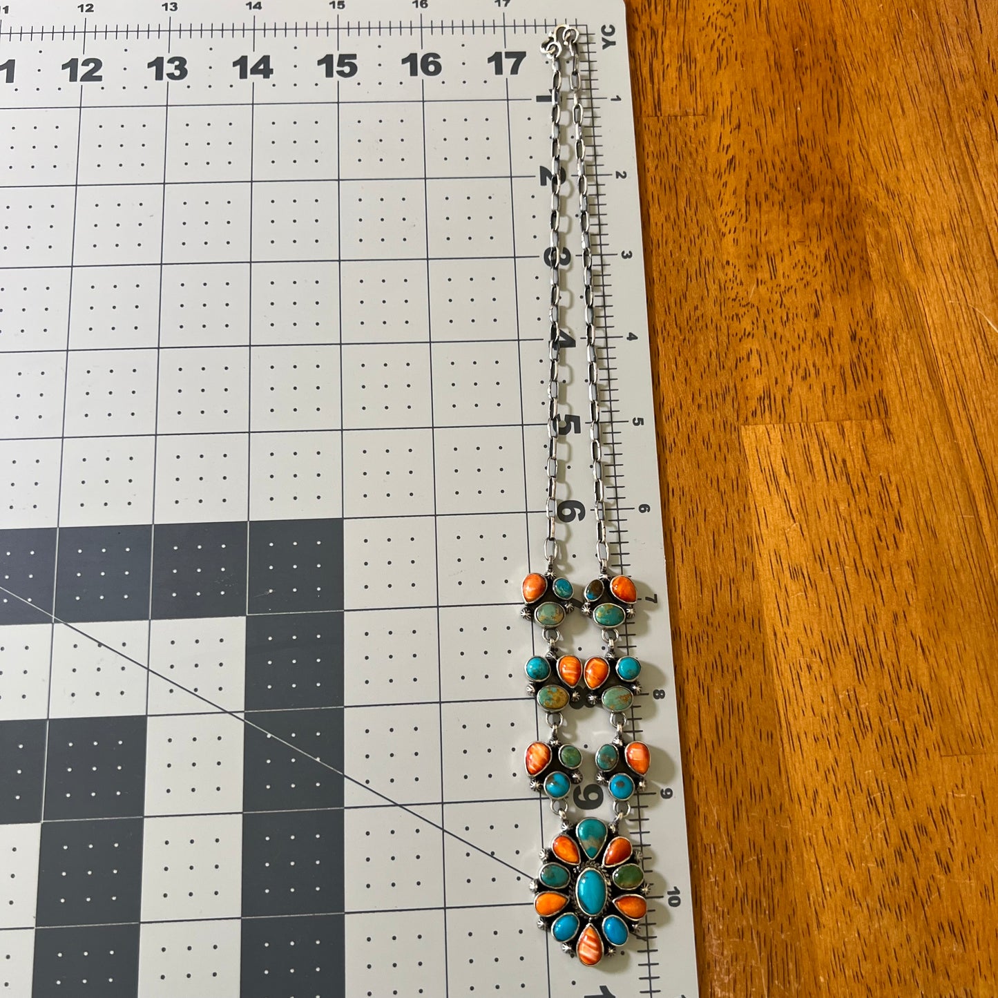 Collector’s Kingman Turquoise & Spiny Oyster Cluster Necklace – 29 Stone Statement
