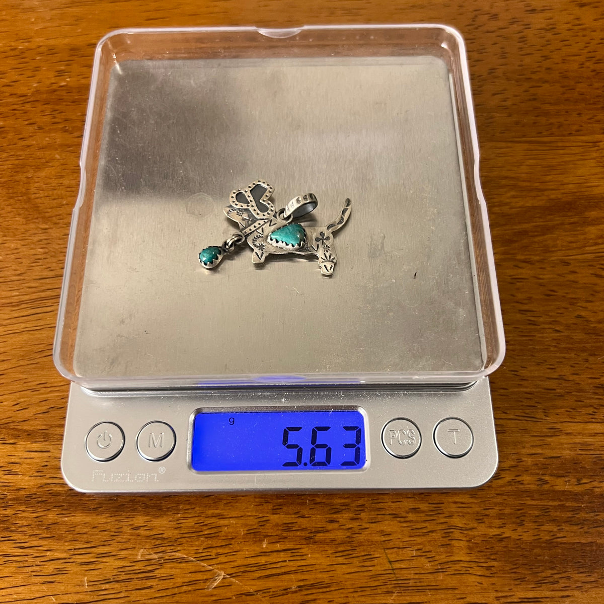 Sterling Silver Kingman Turquoise Cowboy Dachshund Pendants