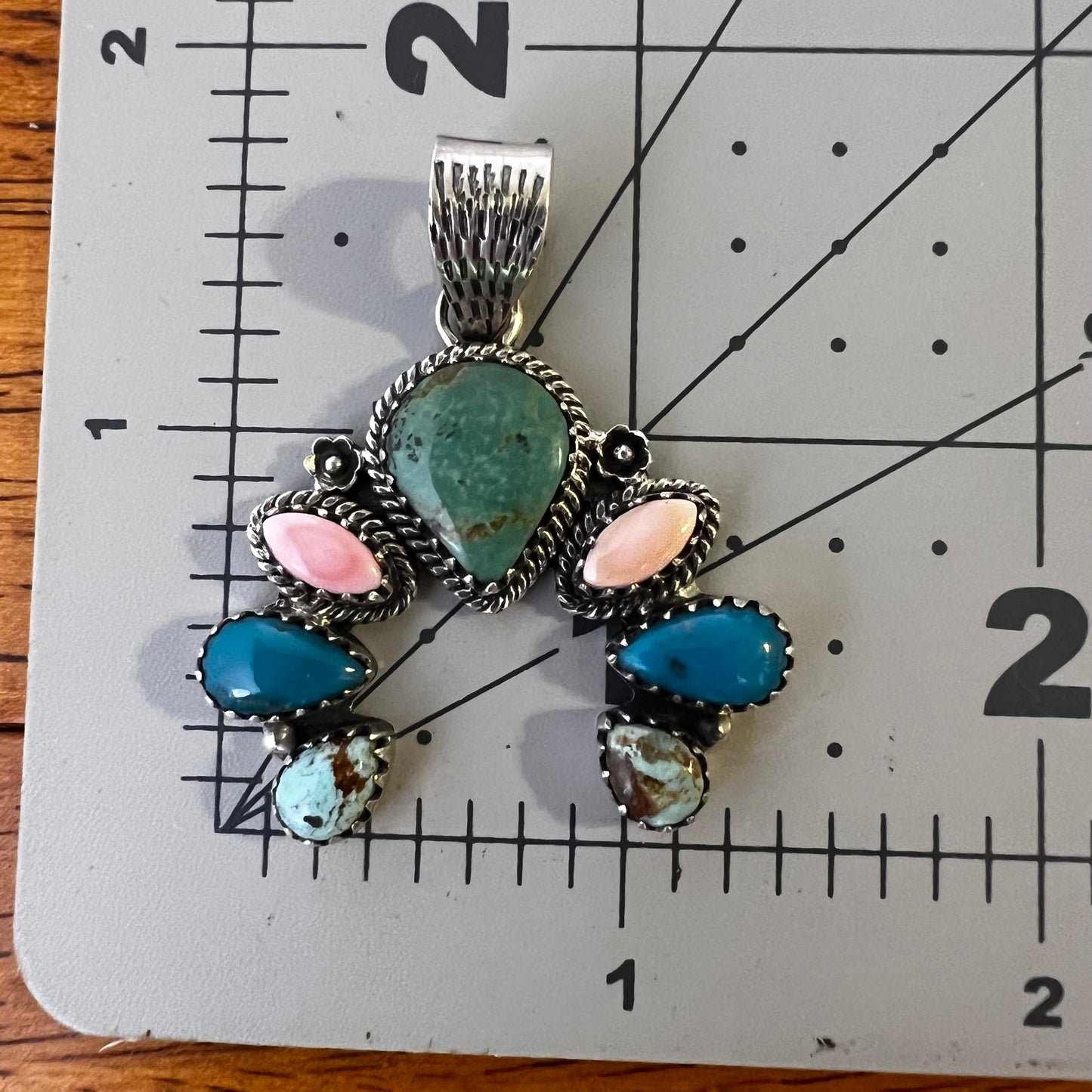 Kingman Turquoise & Queen Conch Naja Pendant
