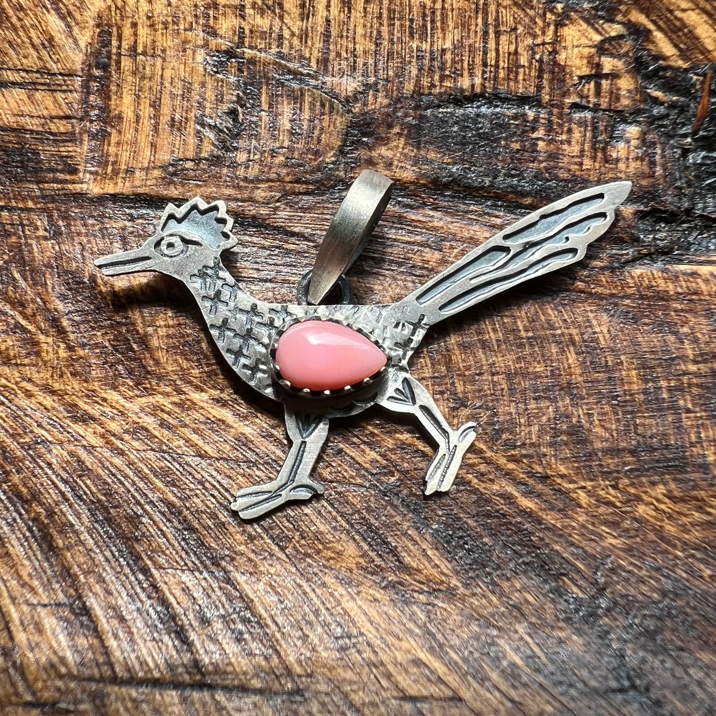 Sterling Silver Queen Conch Roadrunner Pendant