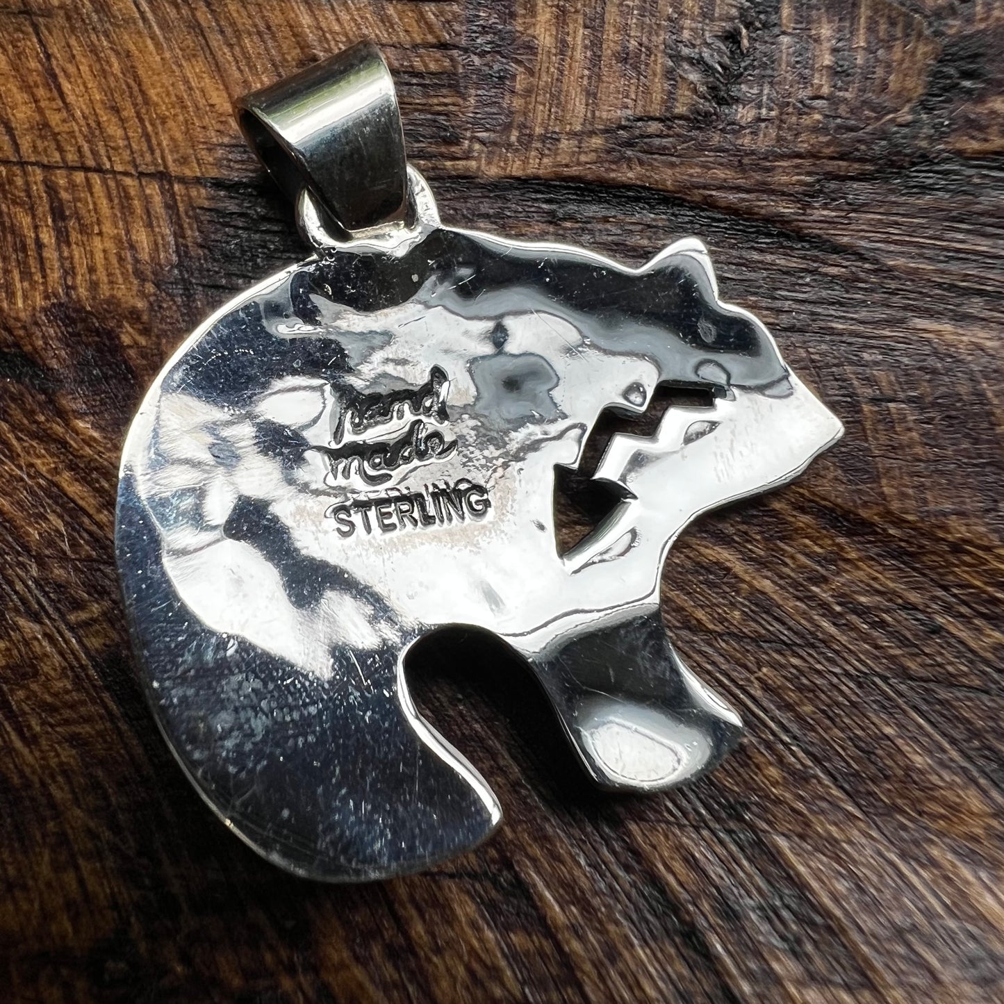 Queen Conch Bear Pendant – Sterling Silver Southwestern Bear Pendant