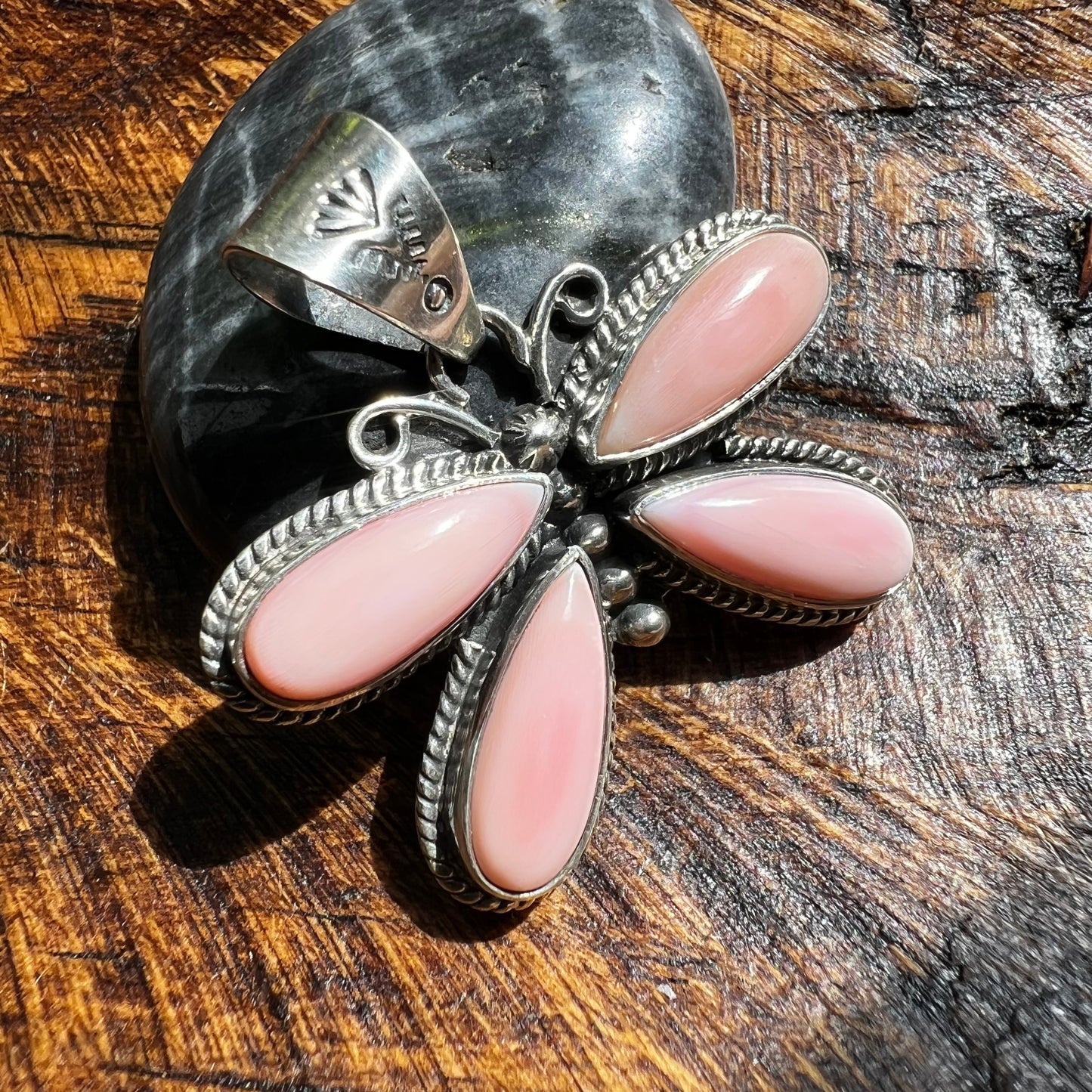 Pink Conch Butterfly Pendant