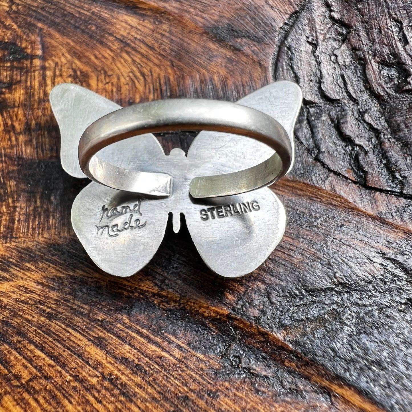 Sterling Silver Multi Stone Butterfly Ring Size 8 Adjustable
