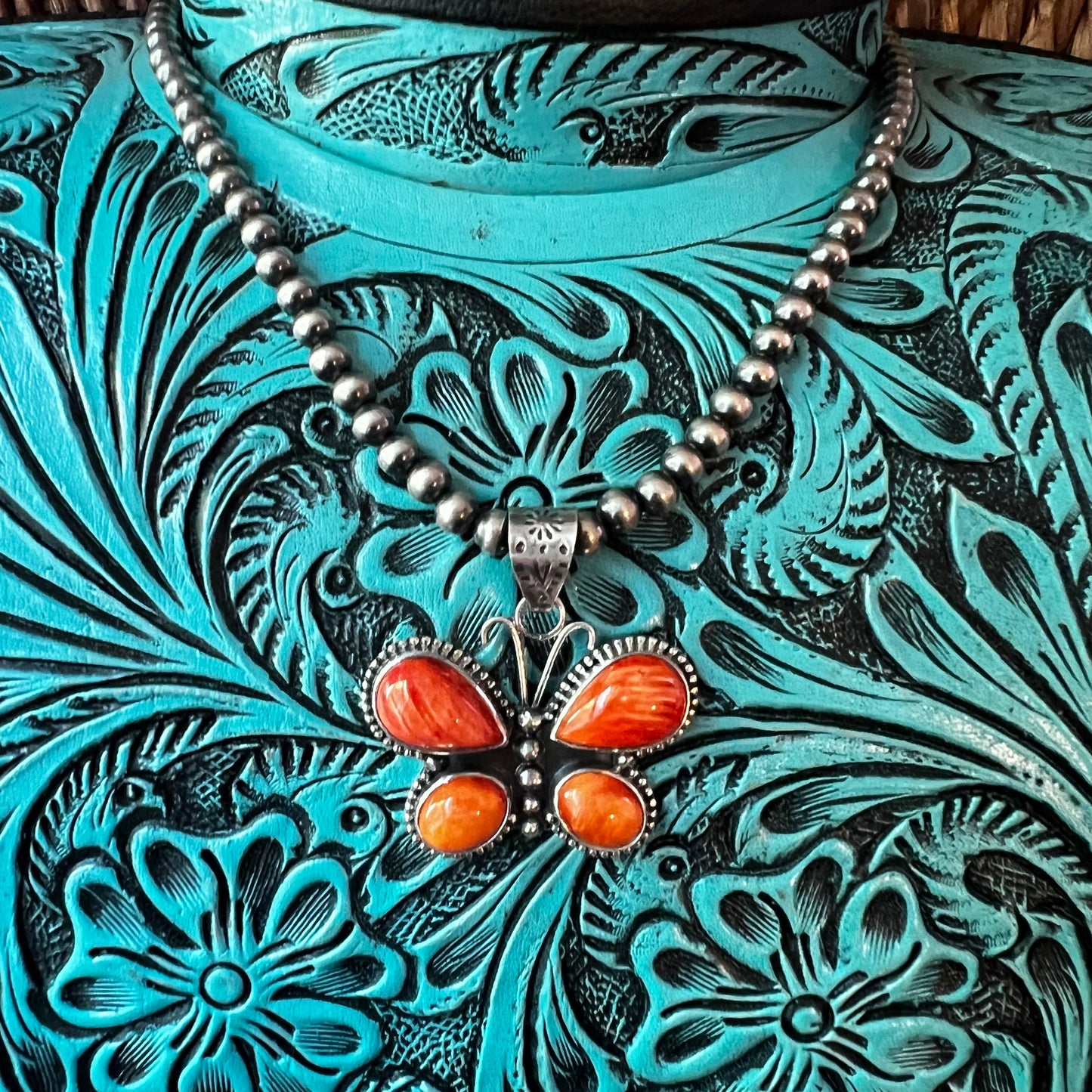 Spiny Oyster Butterfly Pendant – Sterling Silver Southwestern Statement