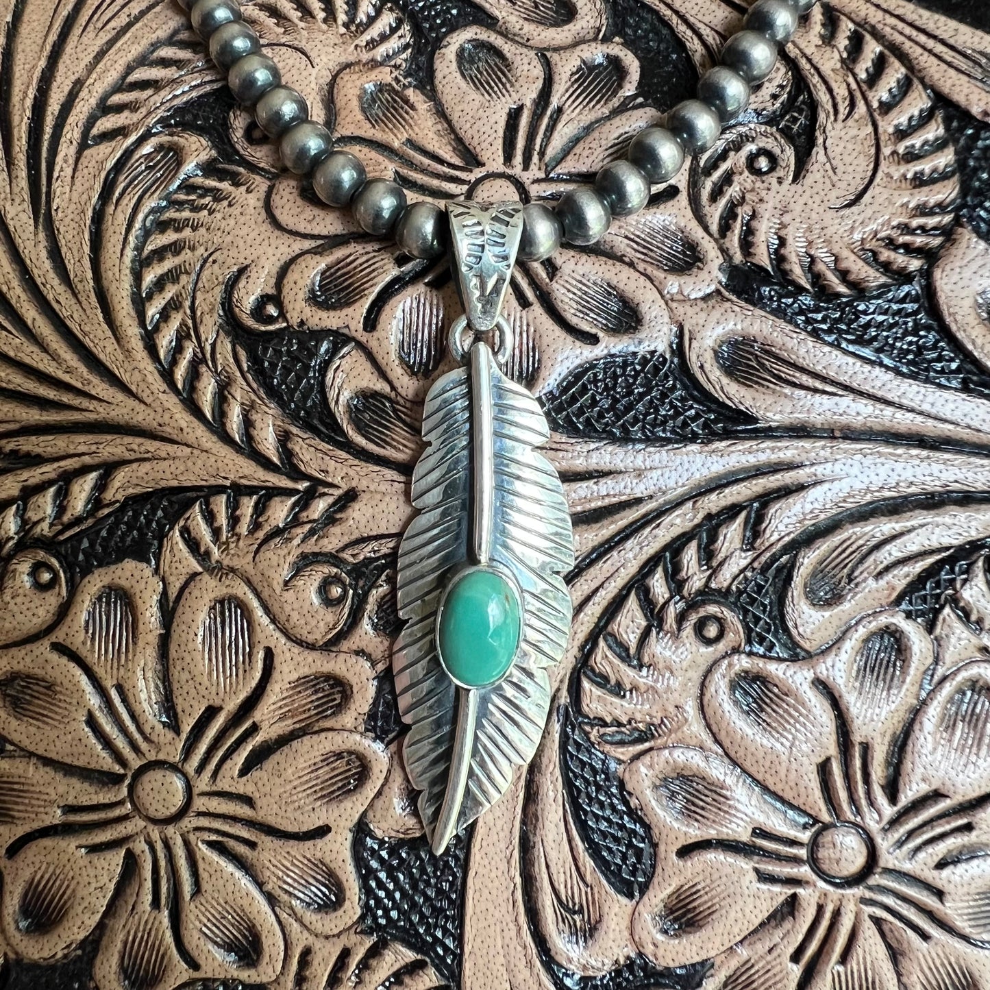 Sterling Silver | Kingman Turquoise Feather Pendant