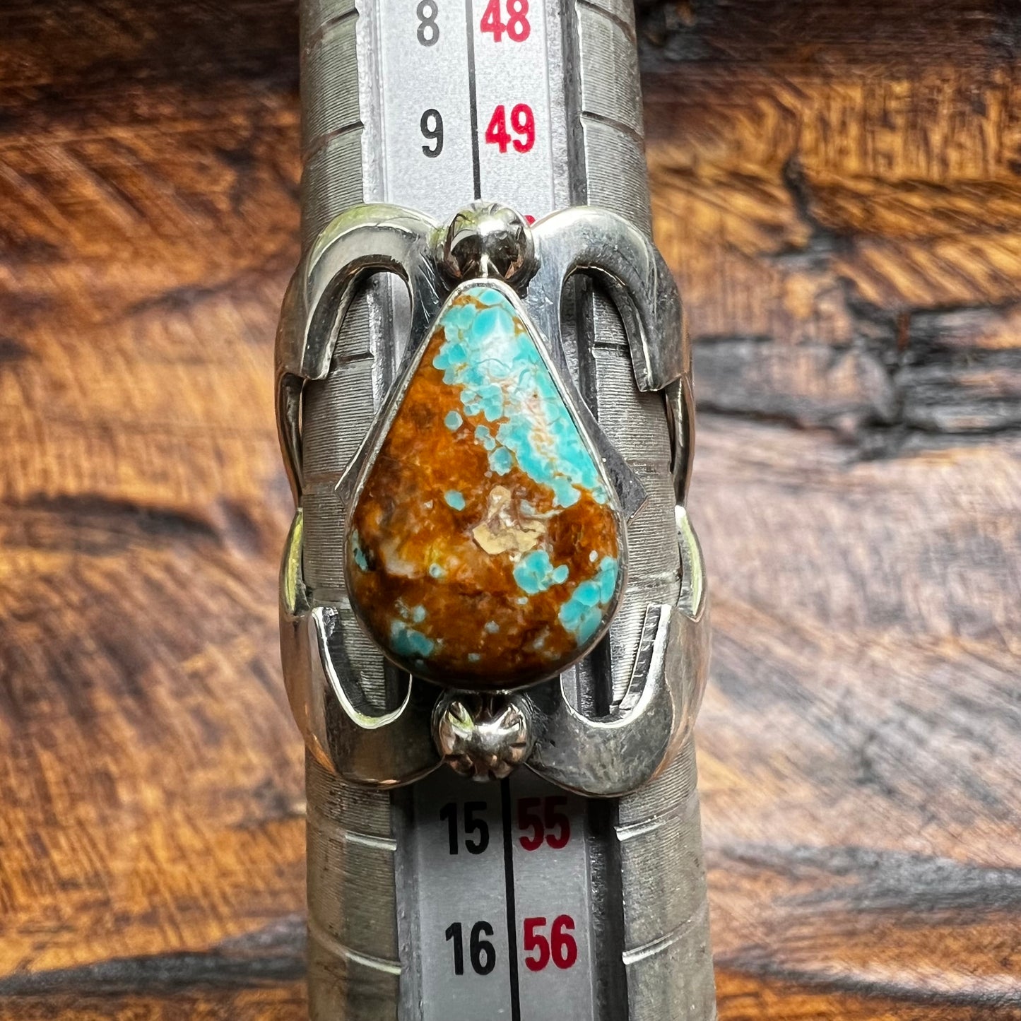 Sterling Silver Kingman Turquoise Cutout Ring – Size 6