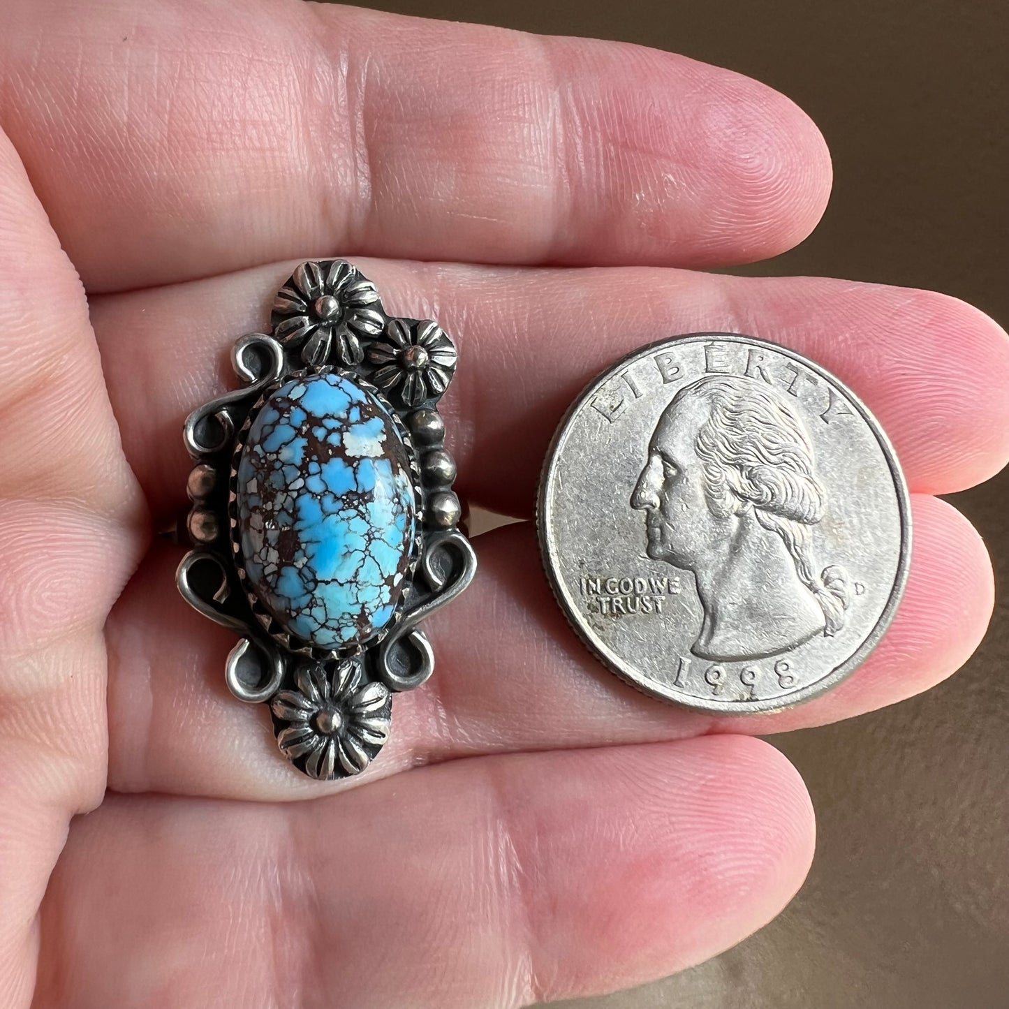 Sterling Silver & Golden Hills Turquoise Ring | Size 9 (Adjustable)