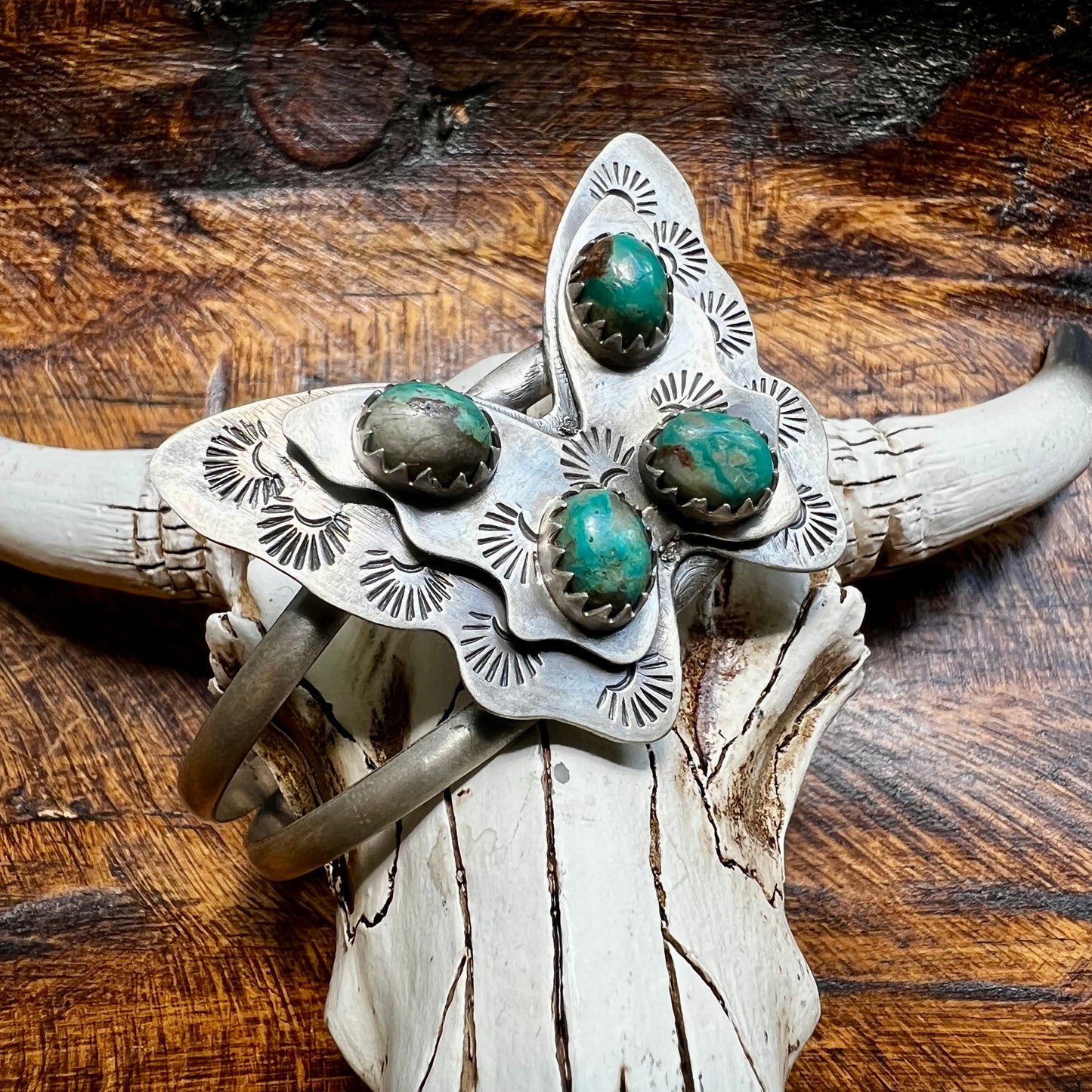 Fox Turquoise Butterfly Sterling Silver Cuff Bracelet