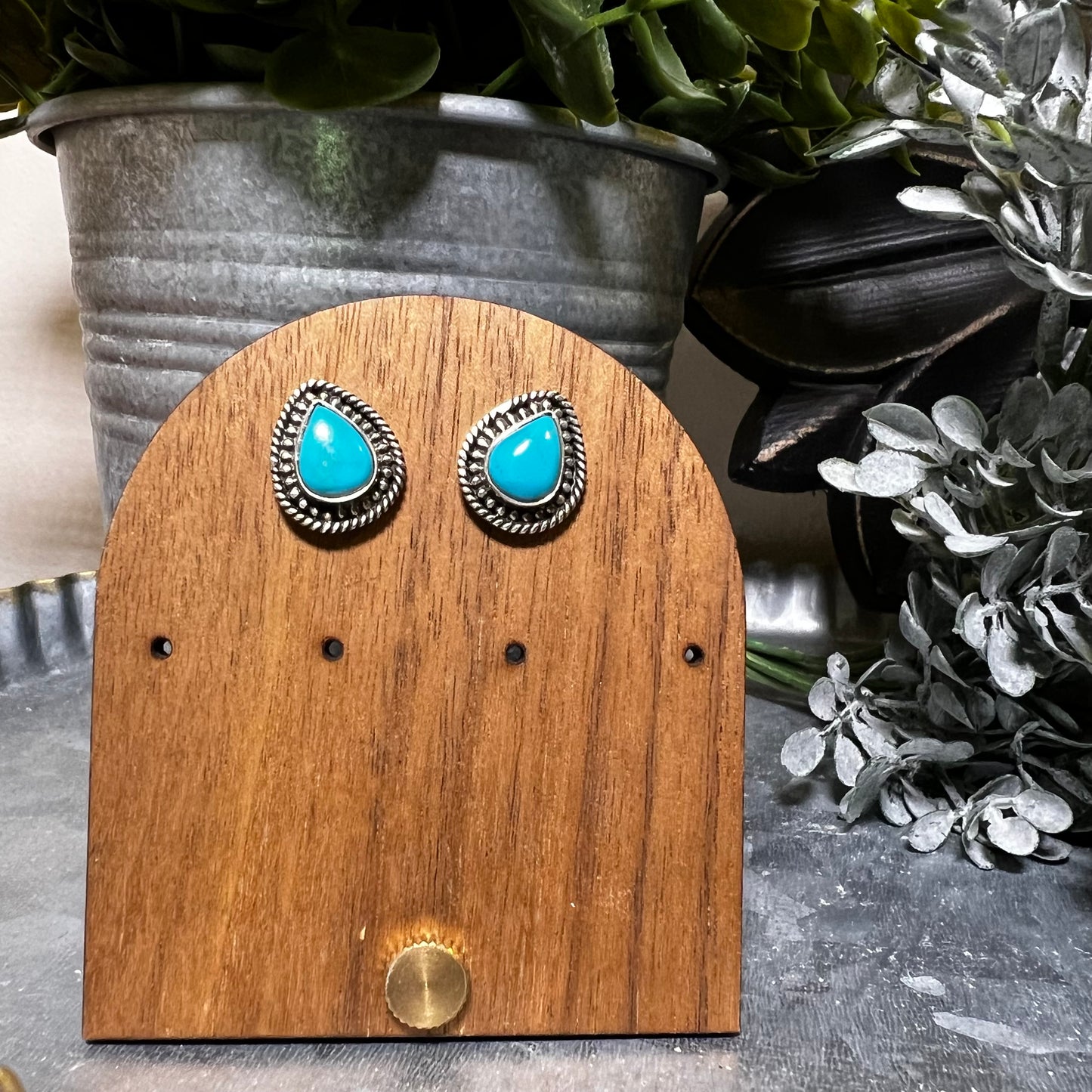Sterling Silver & Kingman Turquoise Post Back Earrings