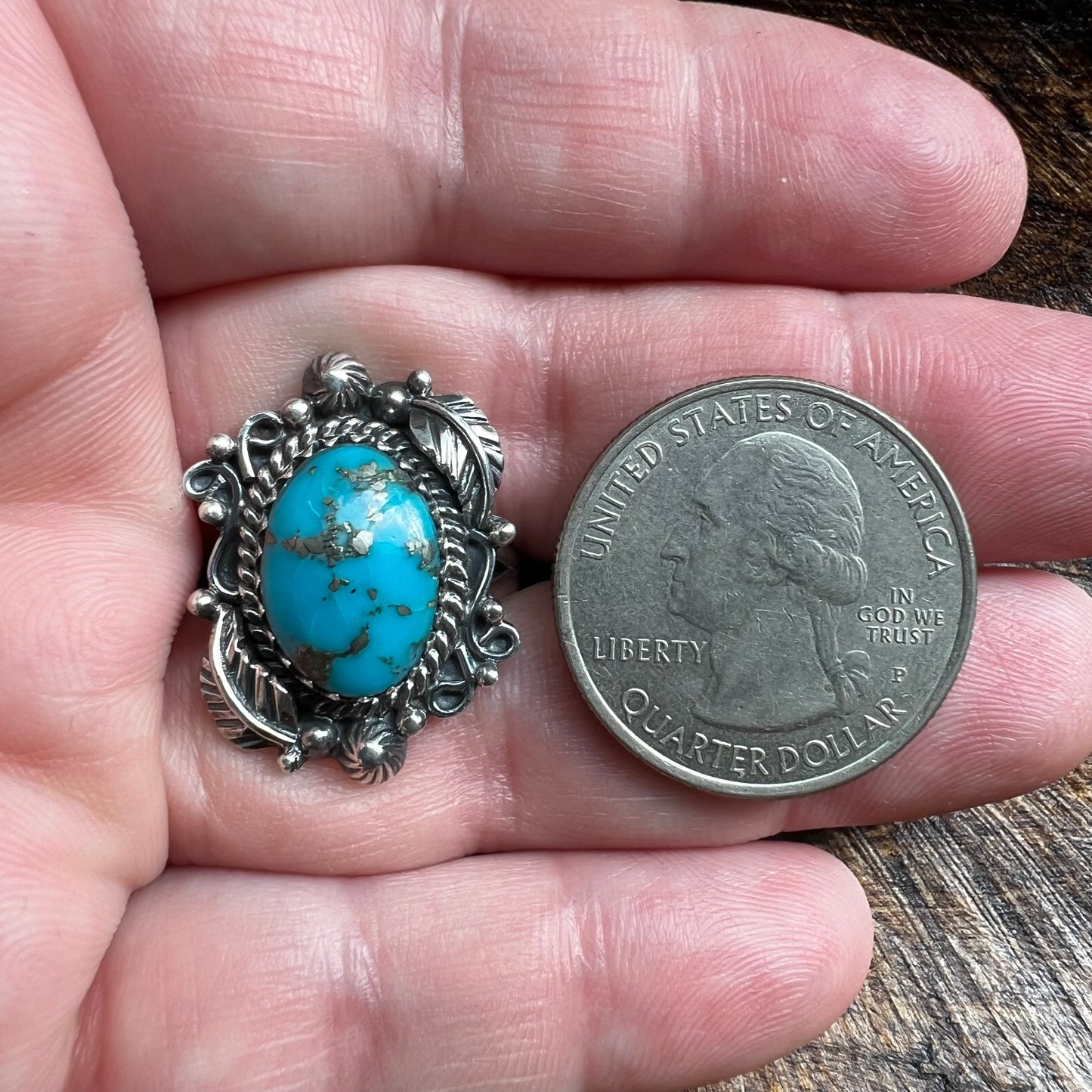 Kingman Turquoise Sterling Silver Statement Ring – Size 8