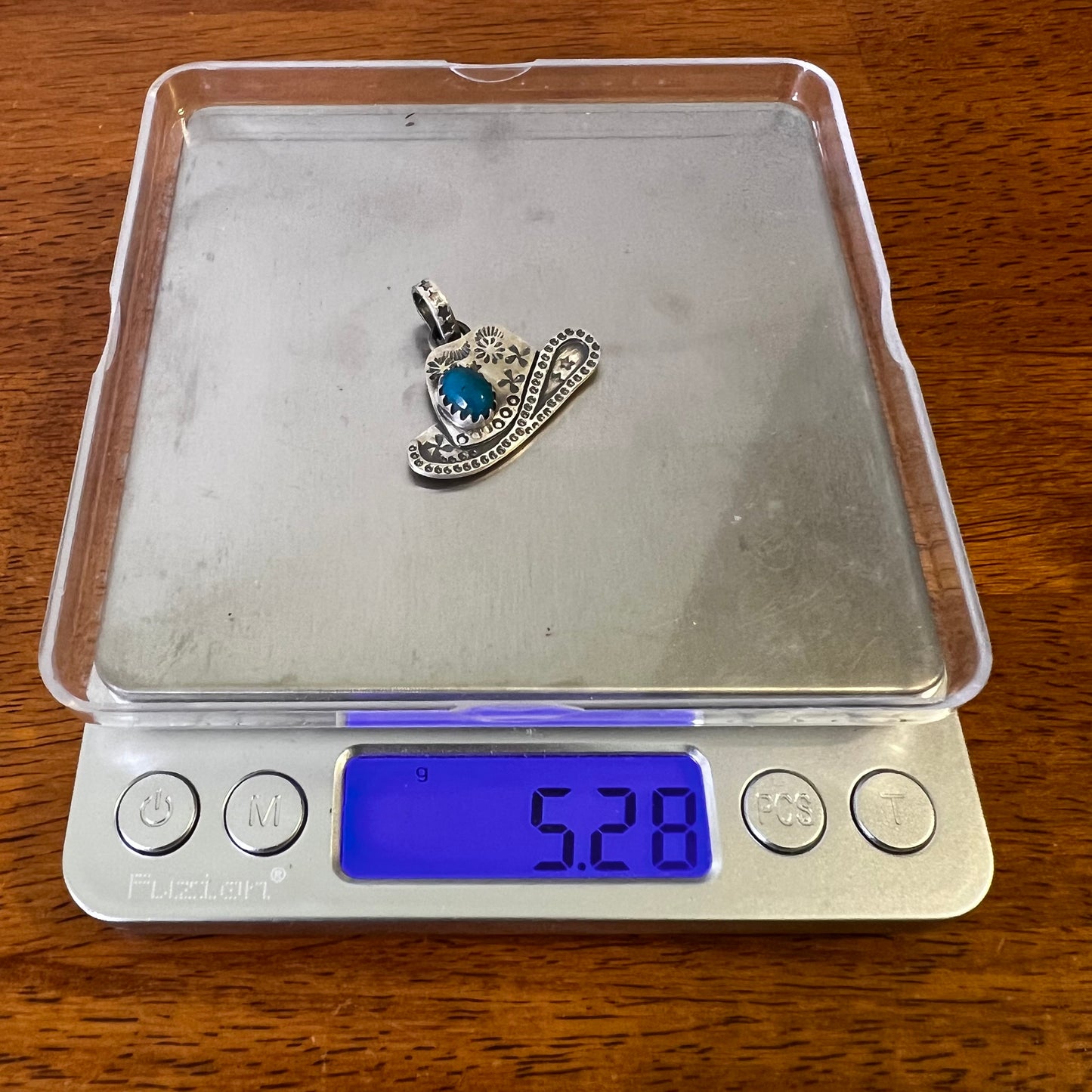Sterling Silver Kingman Turquoise Cowboy Hat Pendant