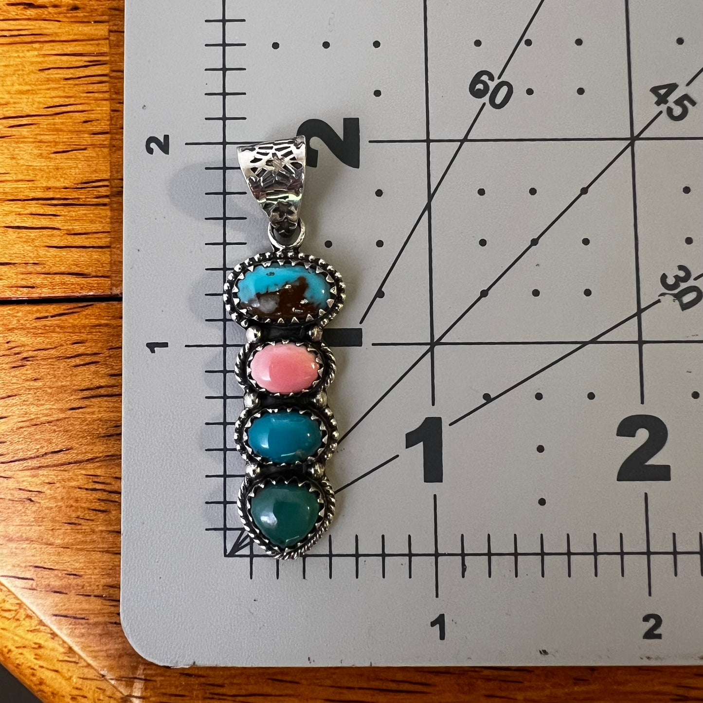 Kingman Turquoise & Queen Conch Multi-Stone Pendant – Sterling Silver Statement
