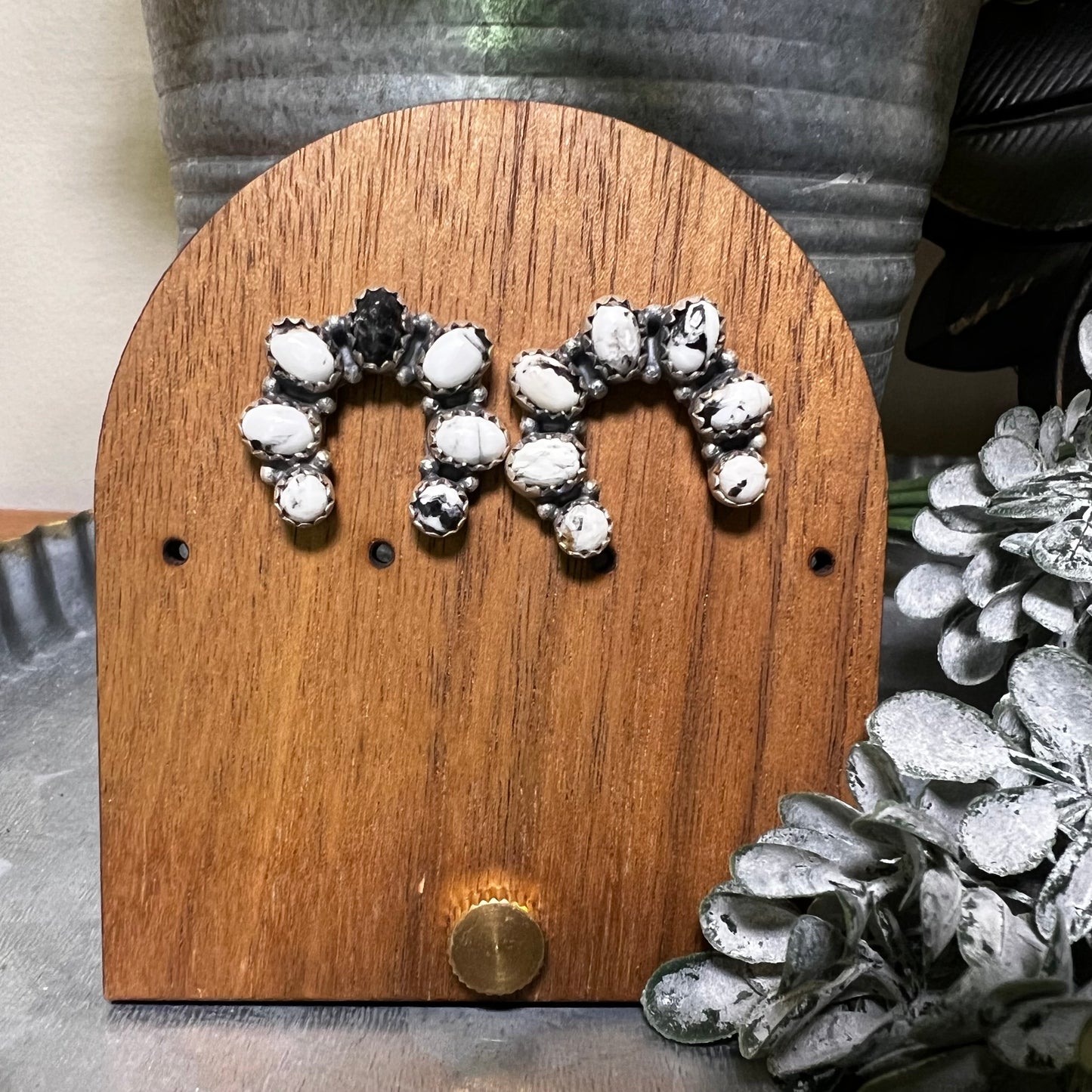 White Buffalo Naja Sterling Silver Stud Earrings