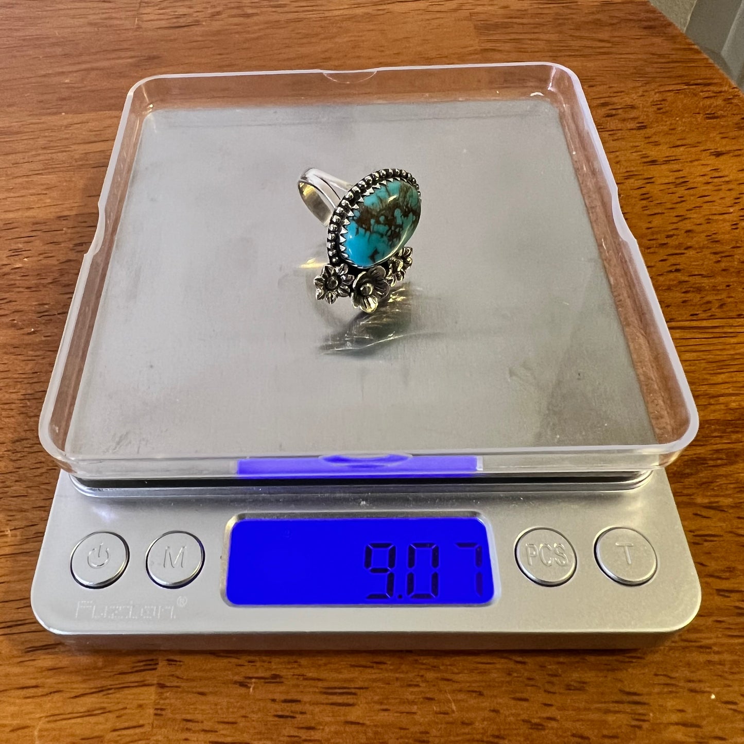 Kingman Turquoise Floral Statement Ring in Solid Sterling Silver