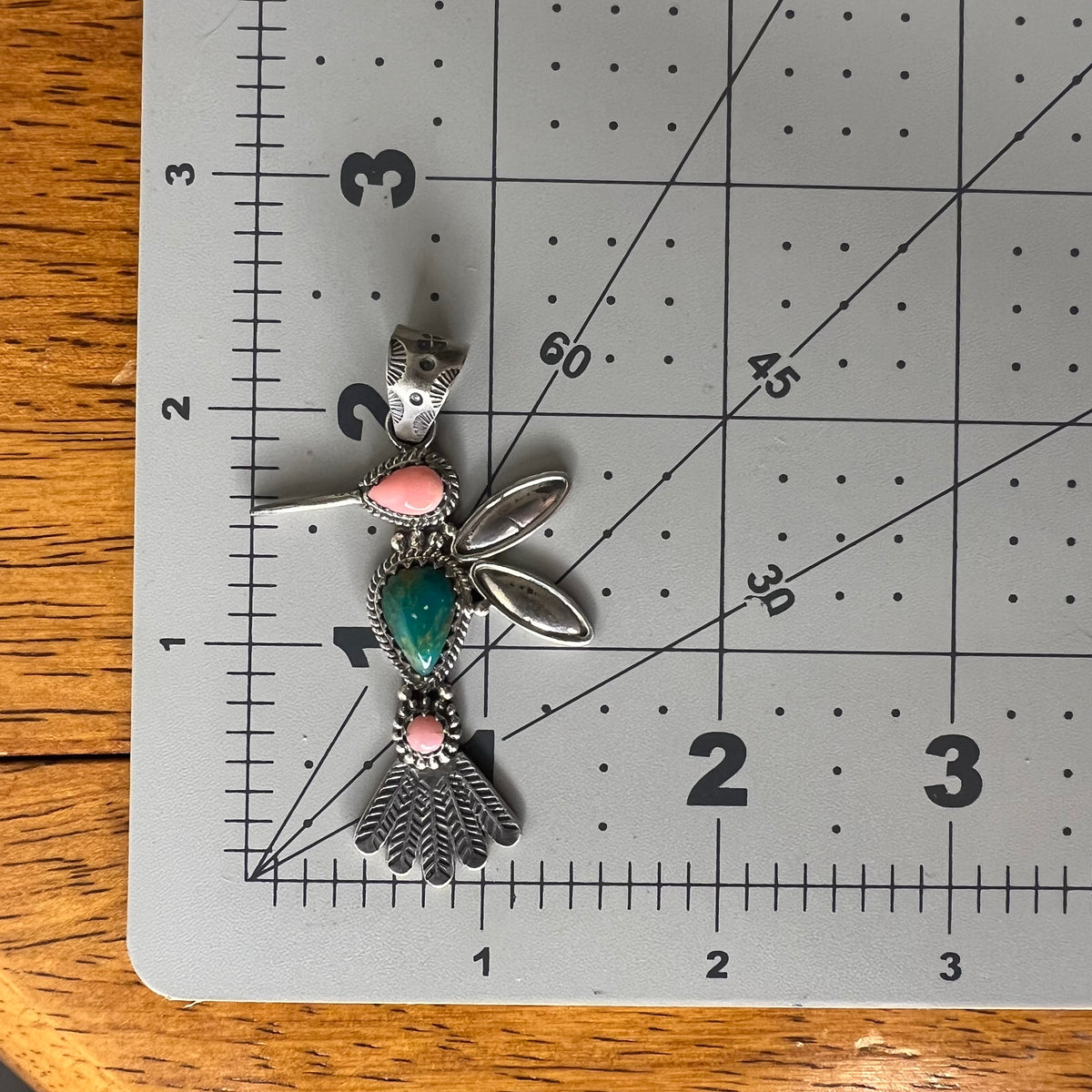 Sterling Silver Multi-Stone Hummingbird Pendant | Turquoise or Spiny Oyster