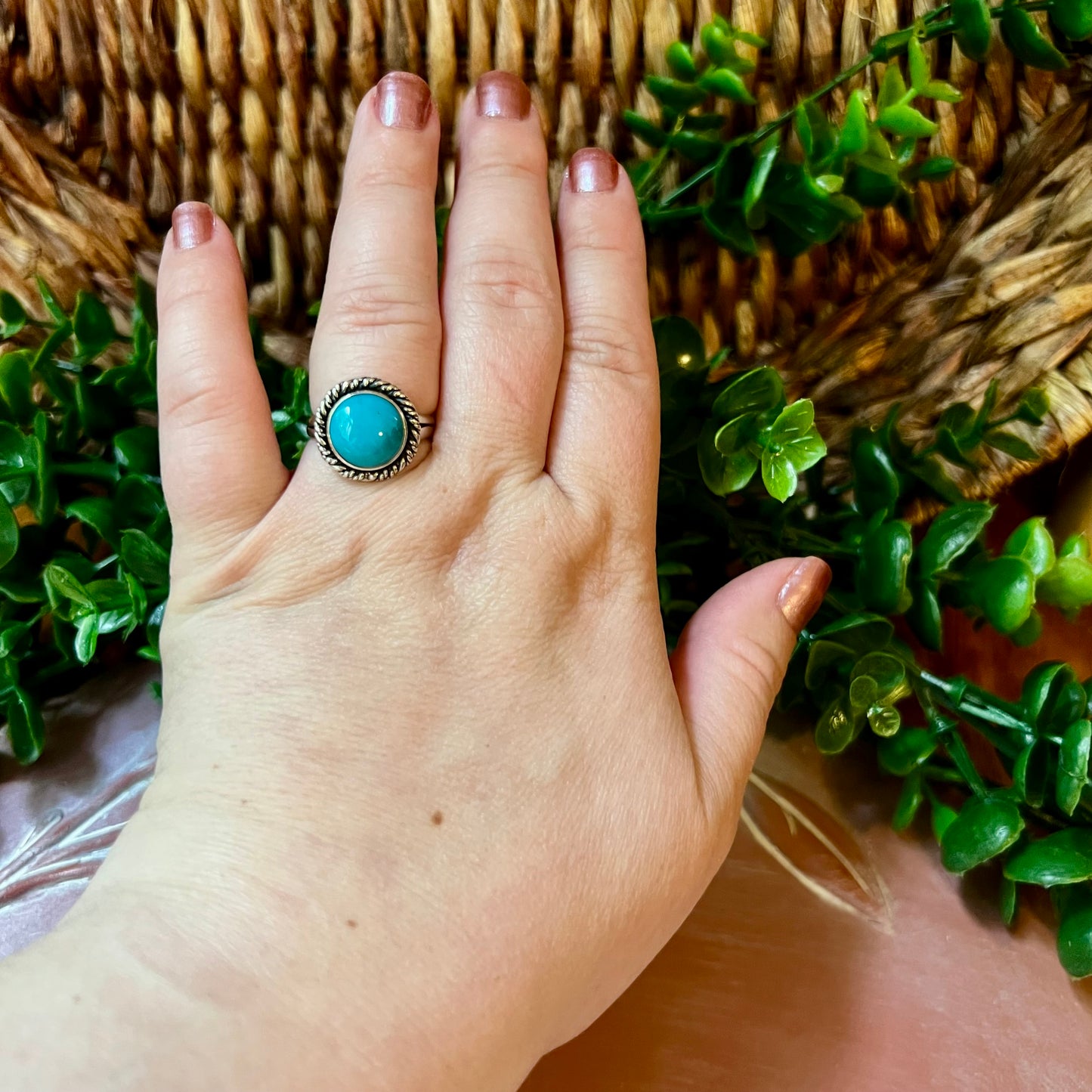 Sterling Silver Kingman Turquoise Ring – Size 8