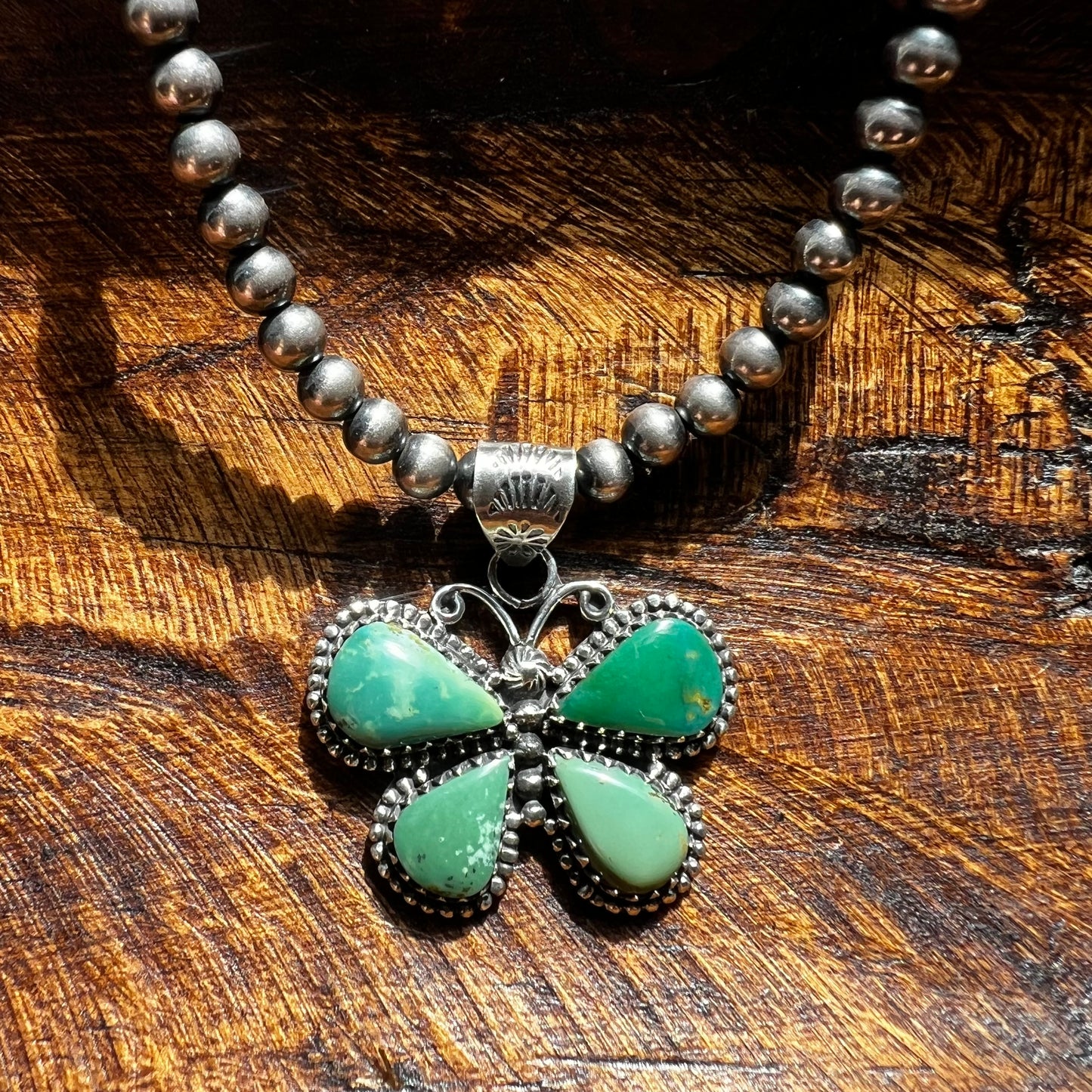 Kingman Turquoise Butterfly Pendant – Sterling Silver