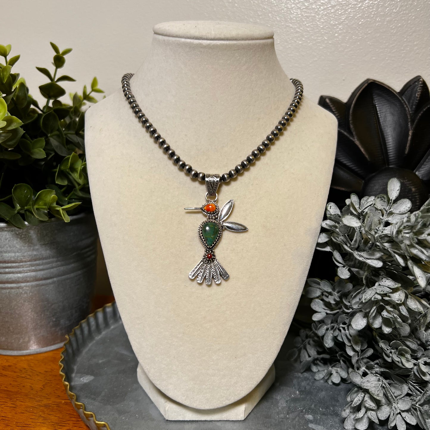 Sterling Silver Multi Stone Hummingbird Pendant