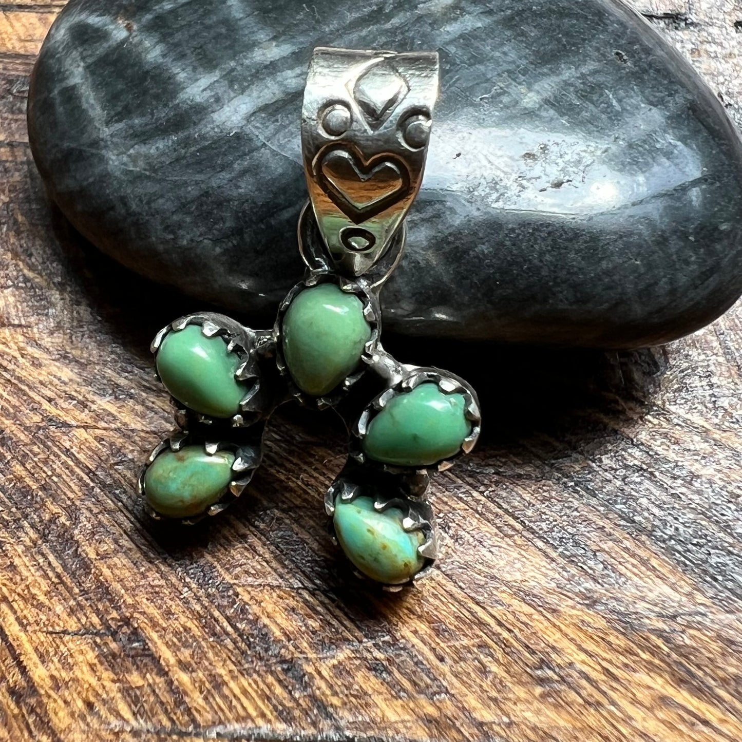 Sterling Silver Kingman Turquoise Mini Naja Pendant