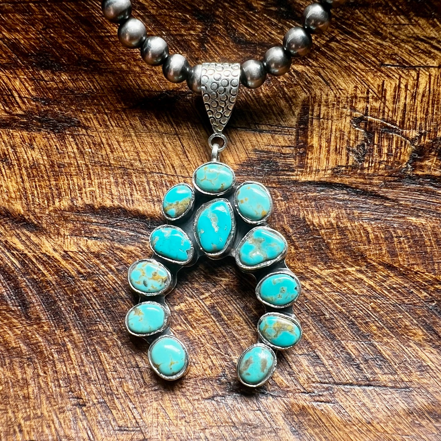 Sterling Silver Kingman Turquoise Naja Pendant