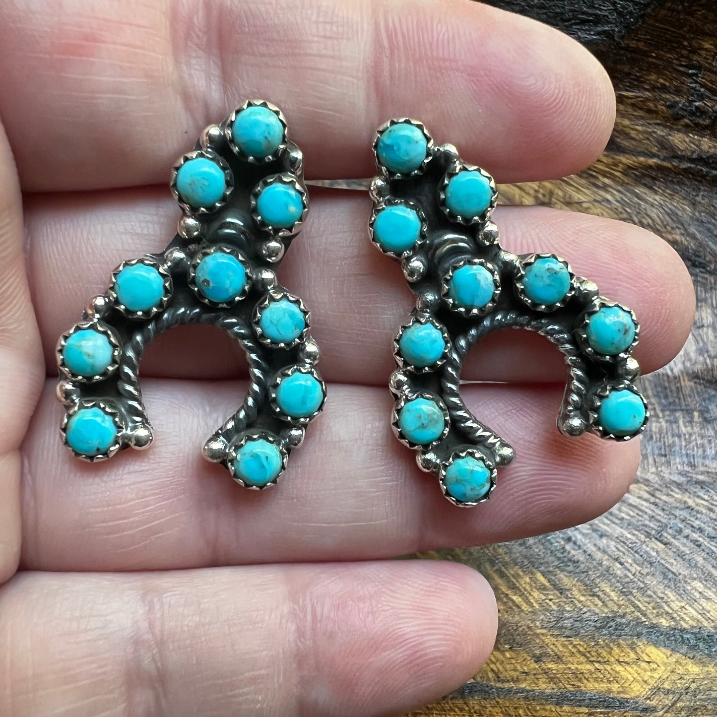Hada Collection Kingman Turquoise Sterling Silver Naja Earrings