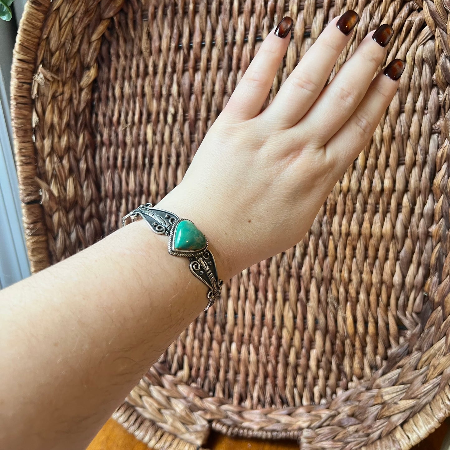 Kingman Turquoise Heart Cuff Bracelet