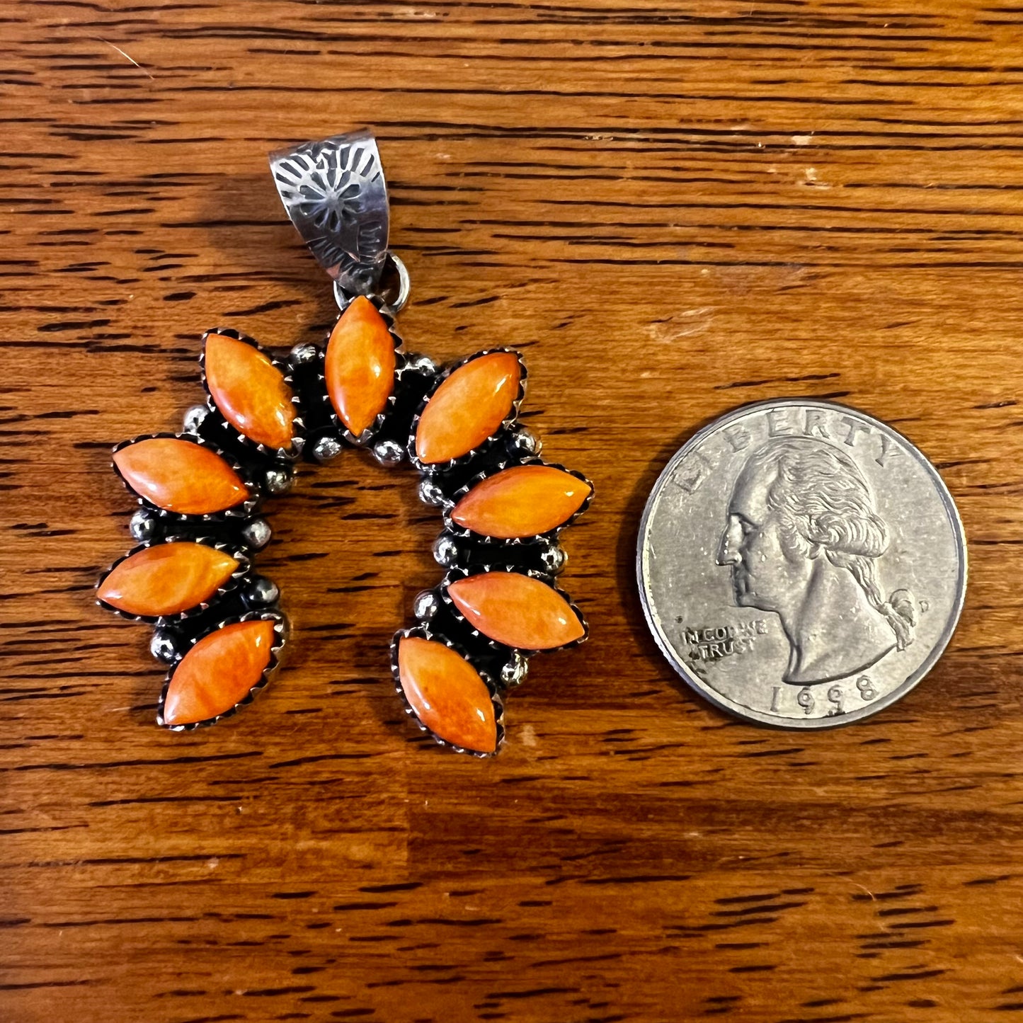 Sterling Silver & Spiny Oyster Naja Pendant