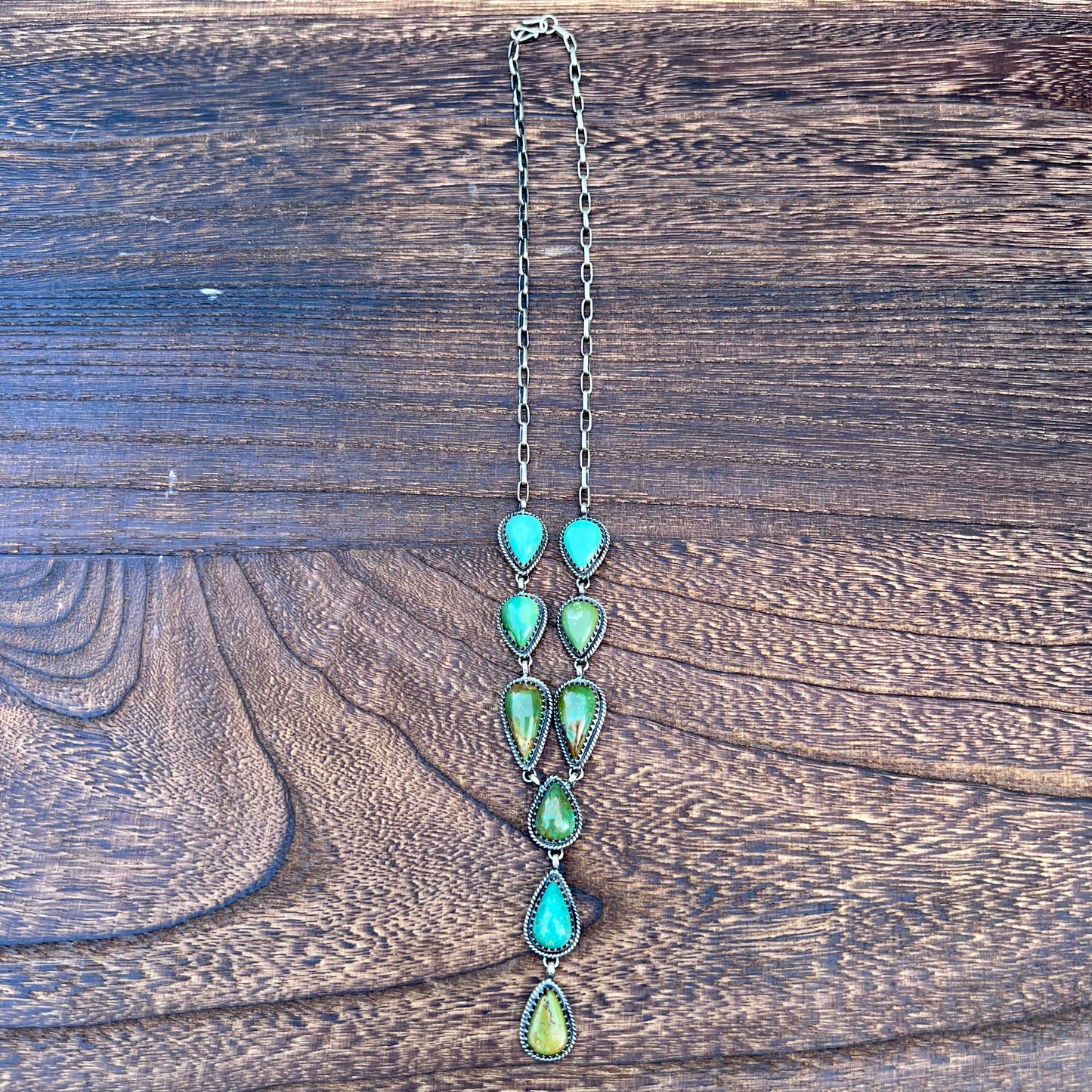 Kingman Turquoise Lariat Necklace – Handcrafted Sterling Drop Statement