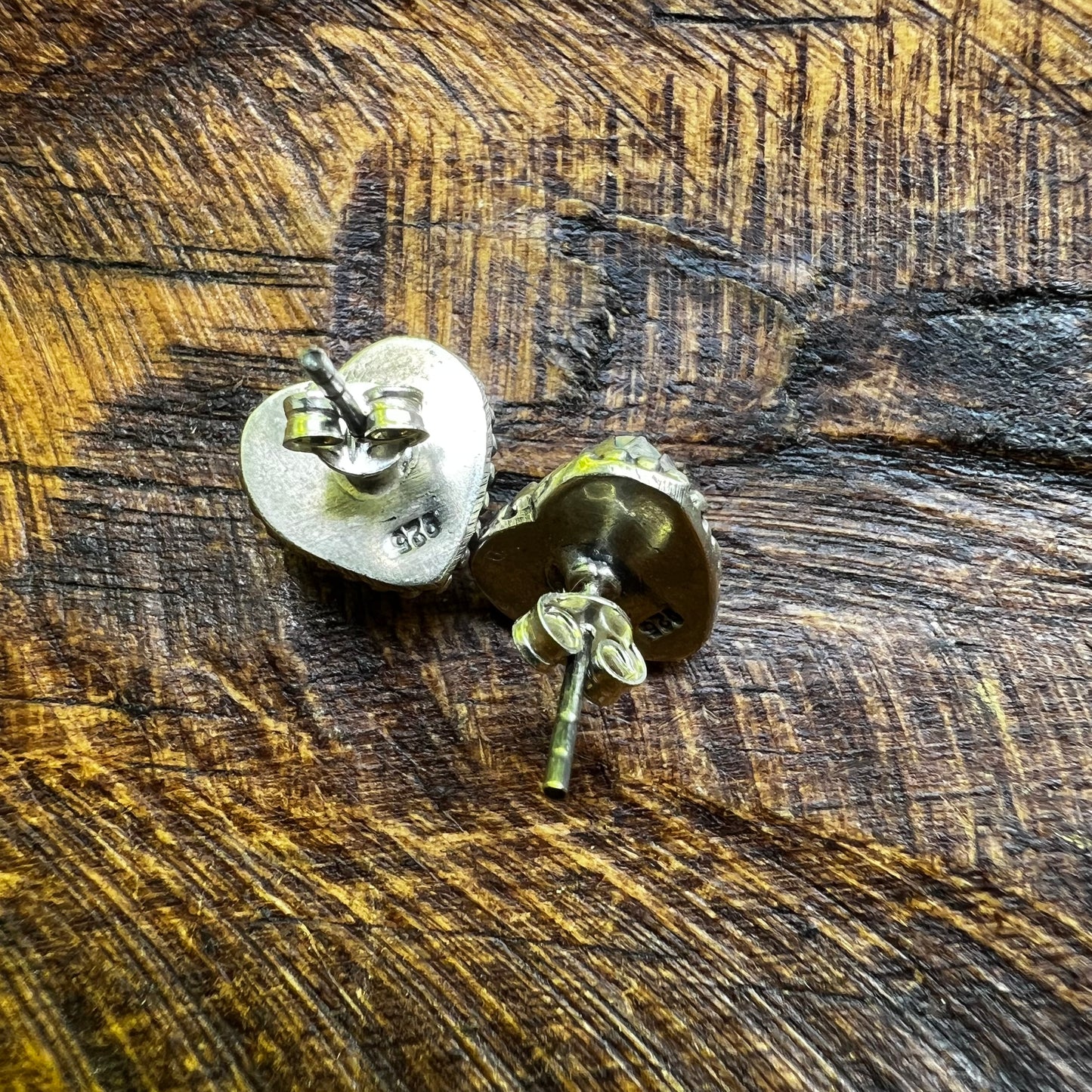 Ribbon Turquoise Heart Stud Earrings | Sterling Silver Heart Earrings