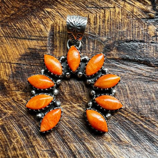 Sterling Silver & Spiny Oyster Naja Pendant